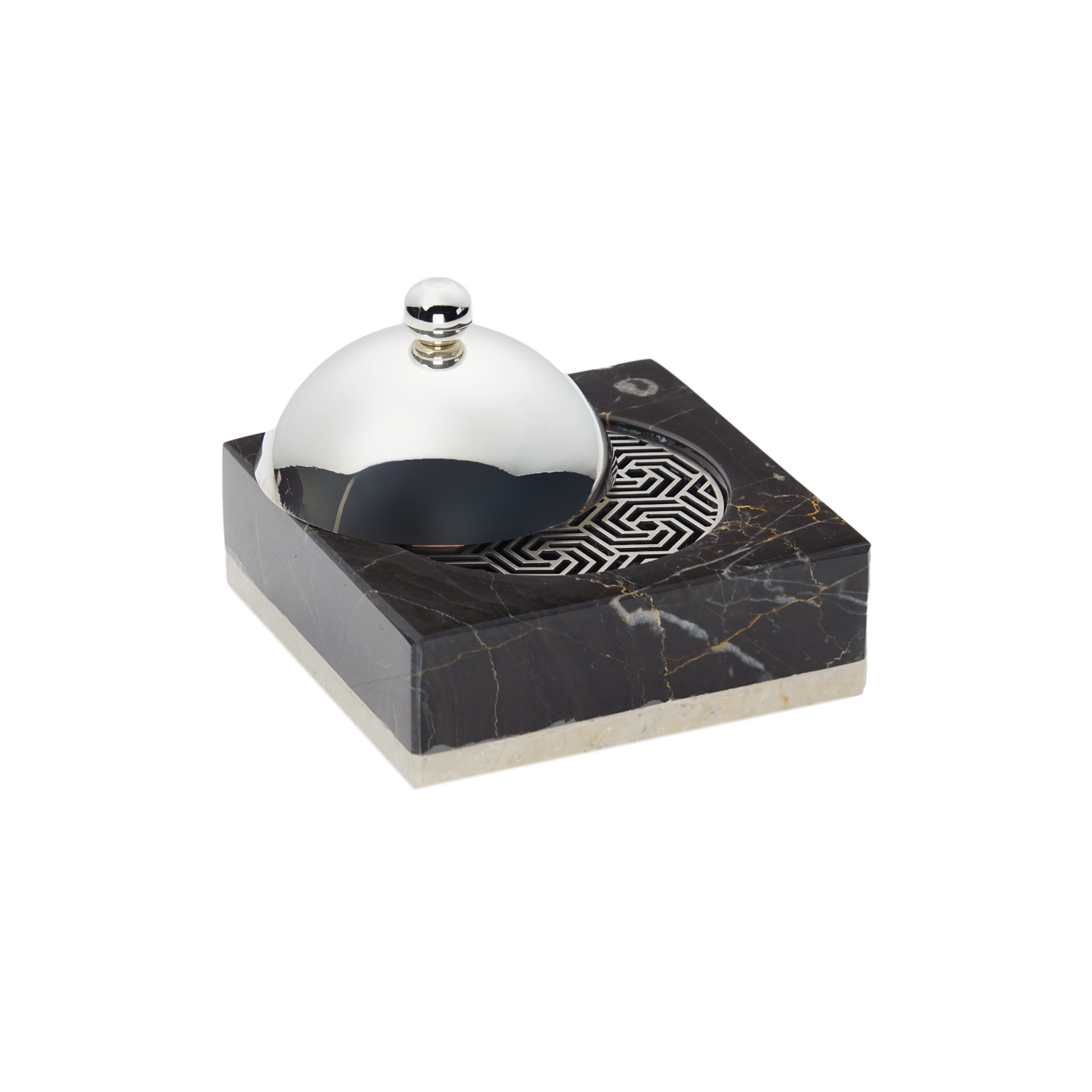 Siyah Mermerli Gümüş Kapaklı Kül Tablası