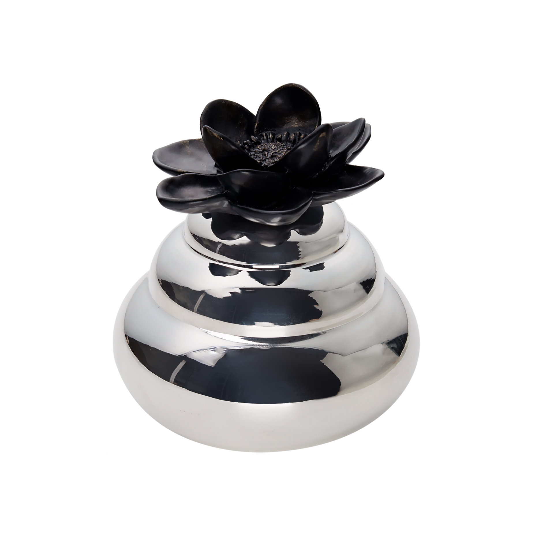 Nilüferli Gümüş Kaplama Kapaklı Kase