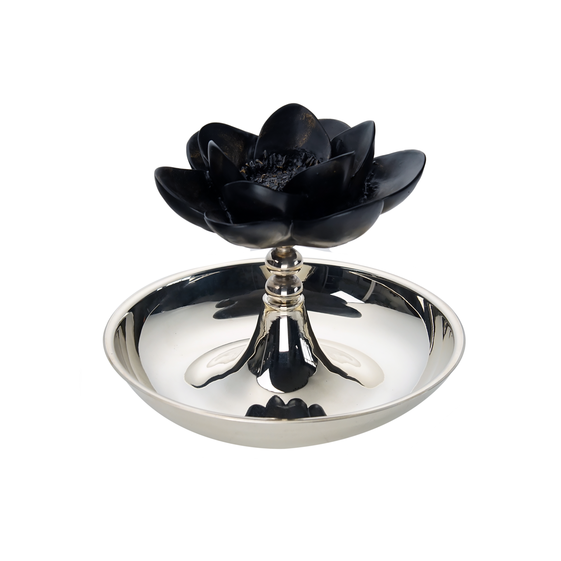 Nilüferli Gümüş Kaplama Sunum Kasesi (M)